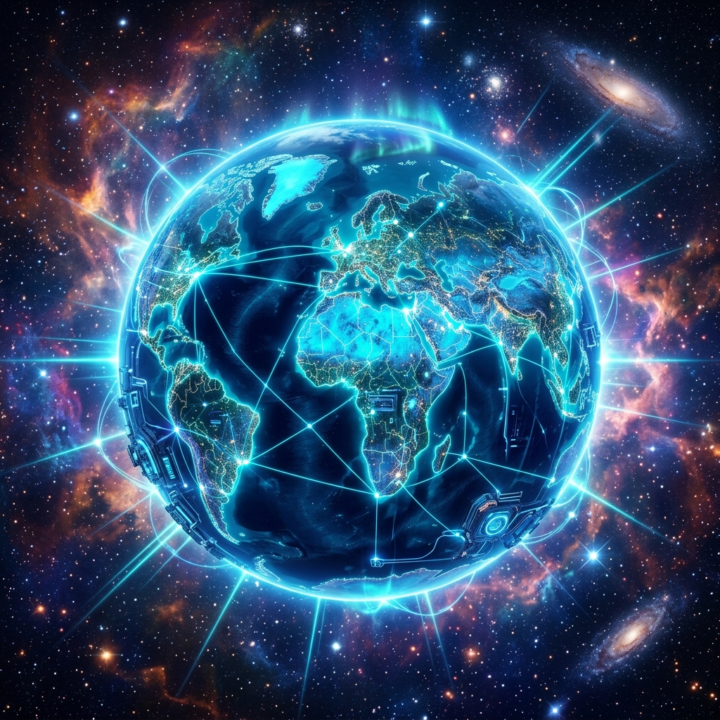 Glowing Cybernetic Earth